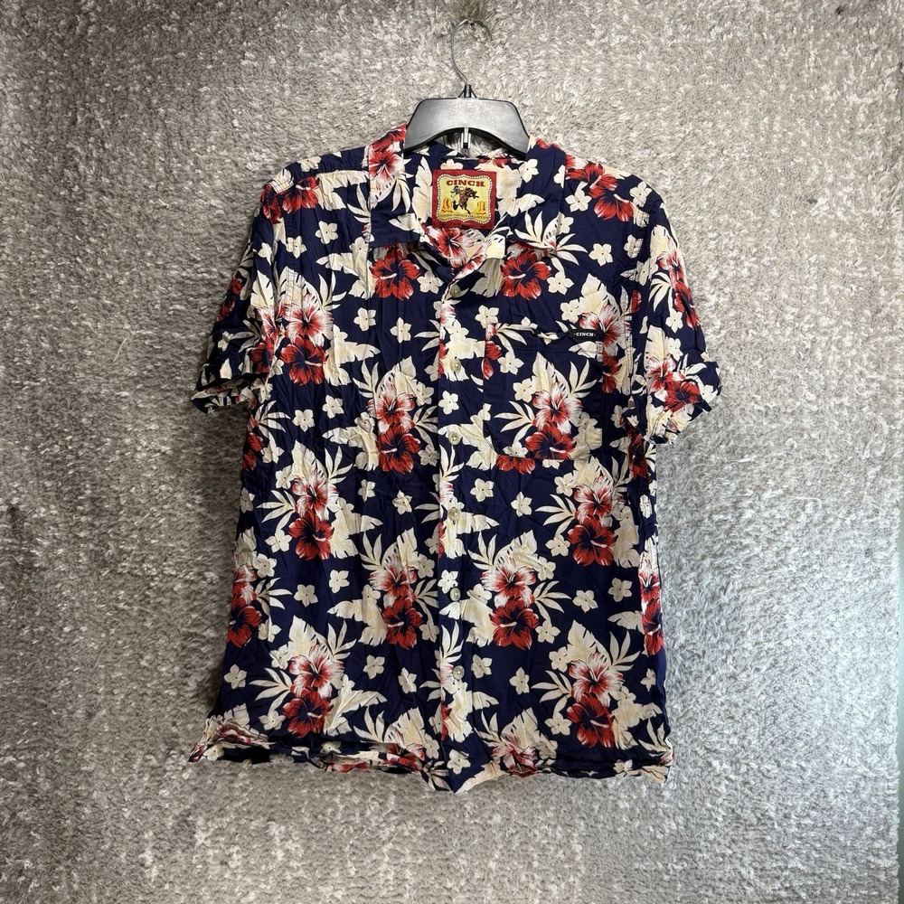 Cinch Classic Cowboy Collection Hawaiian Short Sleeve Button Down Shirt M